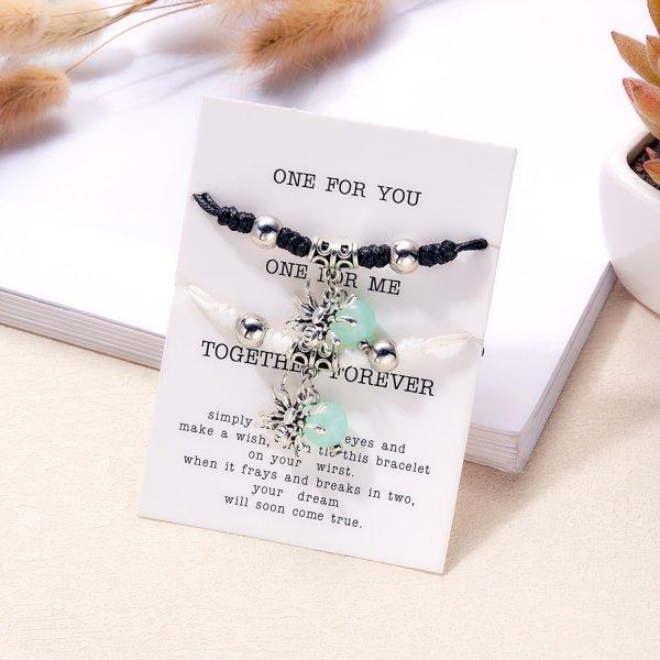 2Pcs/set Halloween Spider Bat Couple Bracelets For Women Men Heart Magnetic Matching Bangle Stone Crystal Beads Bracelet Jewelry
