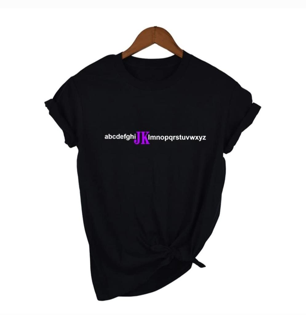 T-Shirts für BTS Frauen Ärmel JK Briefdruck T-Shirt Jungkook Merchandise für KPOP Merch