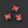 10Pcs/Lot 9.5×9.5mm Alloy Drop Oil Beads Colorful Four Petal Flower Large Hole Loose Beads For Diy Bracelet Necklace Jewelry