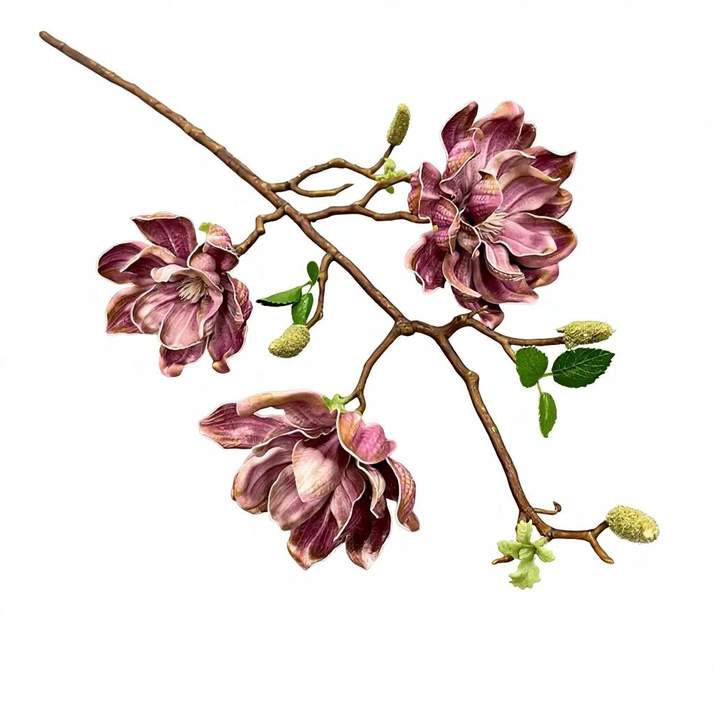 3pcs Artificial Magnolia Flower 3 Heads Large Magnolia Tree Branch for Wedding Home Decoration Outdoor Floral Arrangent