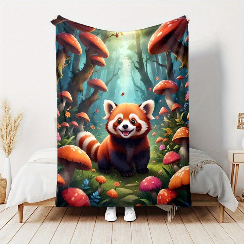Jungle Raccoon Wildlife Animal Pattern Print Art Blanket - Soft All-Season Multi-Purpose Throw for Sofa, Bed, Travel & Gift