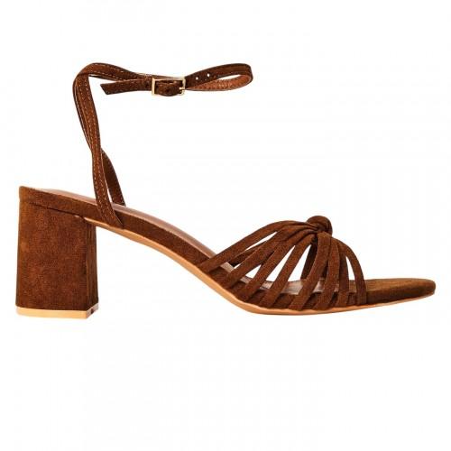 Where's That From Womens/Ladies Knotted Suede Block Heel Sandals