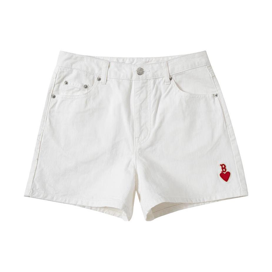 New MLB SS23 Heart Heart Series Denim Shorts Women's White 3FDPH0133-43CRS