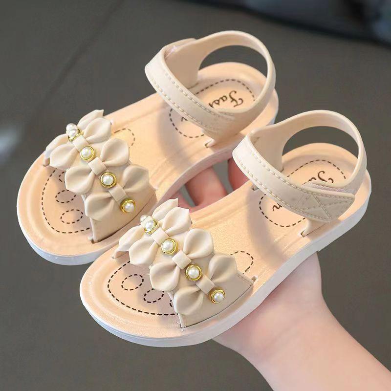 New Summer Fashion Beading Decoration Sandal For Aged 3-7 Girls Children Slippers Soft Non-slip Seabeach Flip Flops Kids Shoes