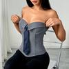 Sexy tílka bez ramene Umělá klopa Kravata Dekor Tílka bez rukávů Zavinovací design Slim Fit Trojrozměrně přizpůsobené dámské topy