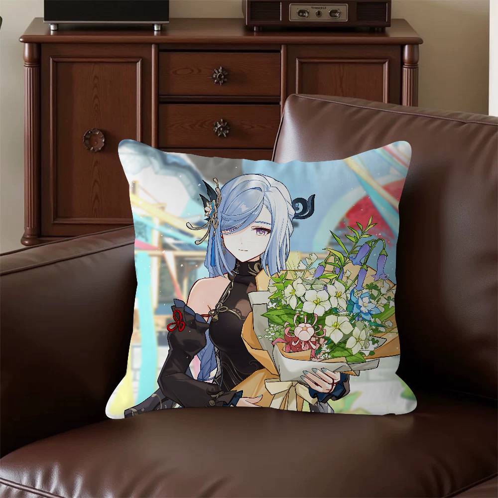 Game S-Shenhe 45*45cm Cushion Cover Pillow Cover Decor Pillowcase Home Pillowcase For Couch Pillow