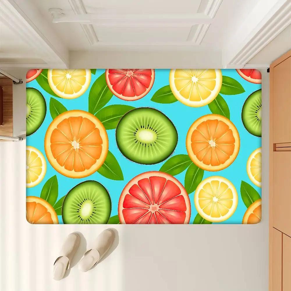 Cartoon Fruit Pattern Hallway Carpet Non-Slip Laundry Room Mat Laundry Decor Balcony Child Living Room Toilet Rug