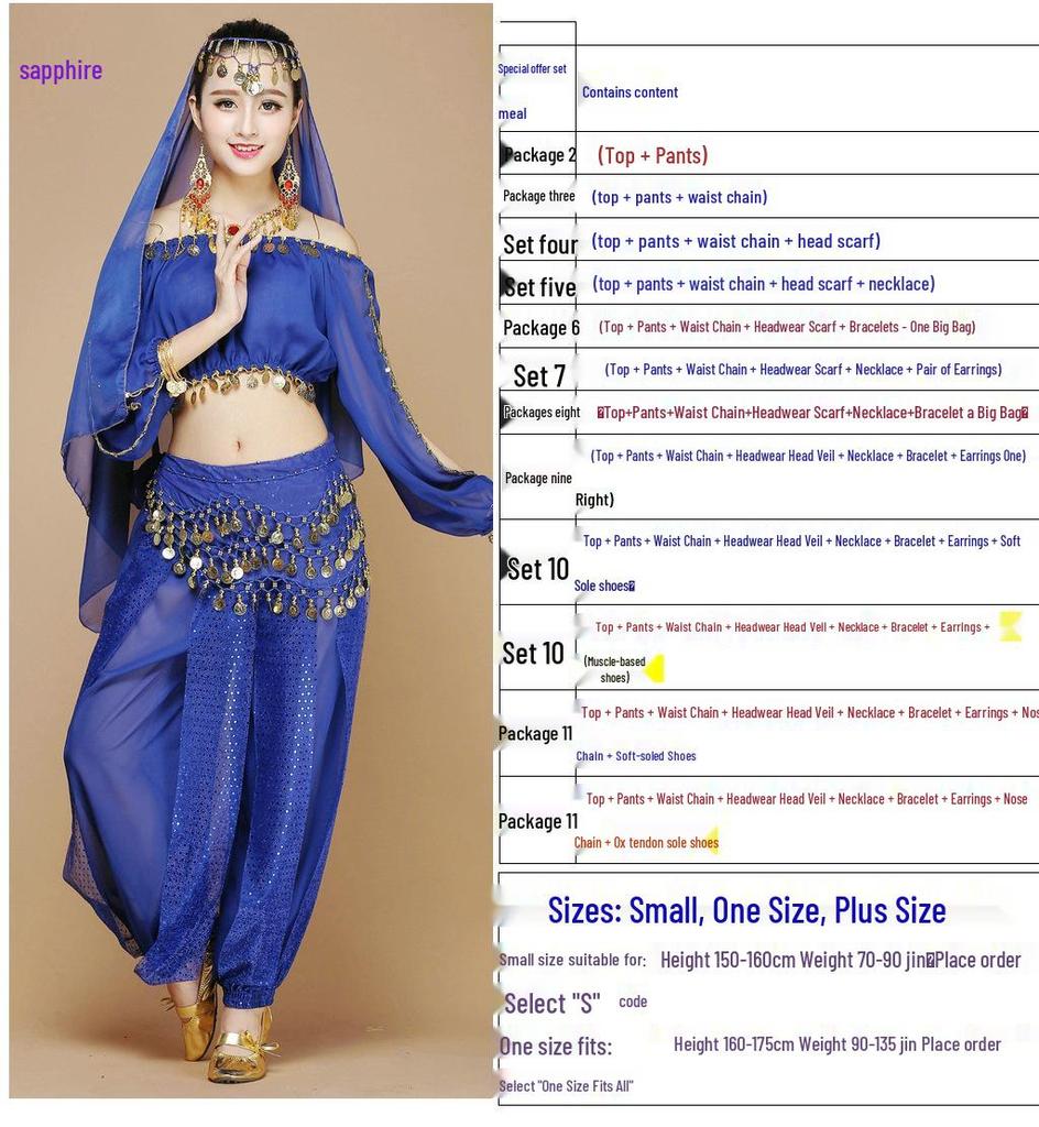 Indian Ethnic Belly Dance Set - Long Sleeve Autumn/Winter Pants for Stage Performance