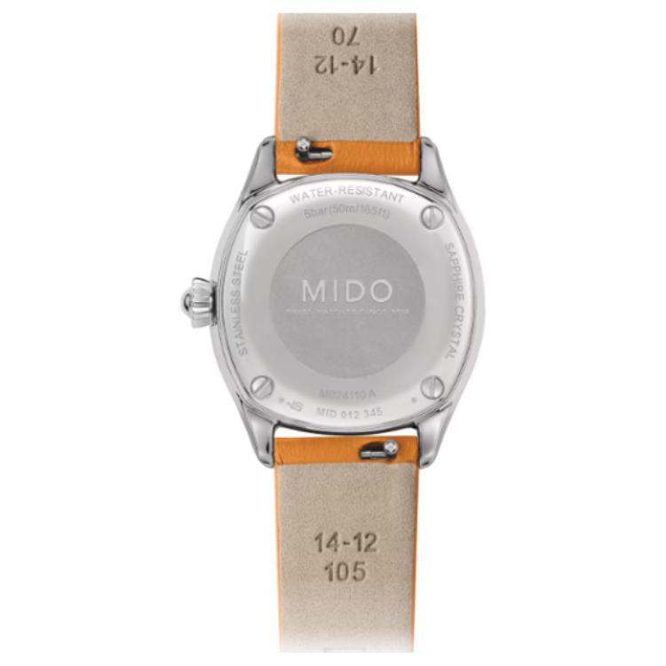 MIDO Bruner Series Elegant Long Dynamic Real Diamond Women's Watch Quartz Watch 27mm Gray Dial Stainless Steel Case Cowhide Strap M024.110.16.066.00