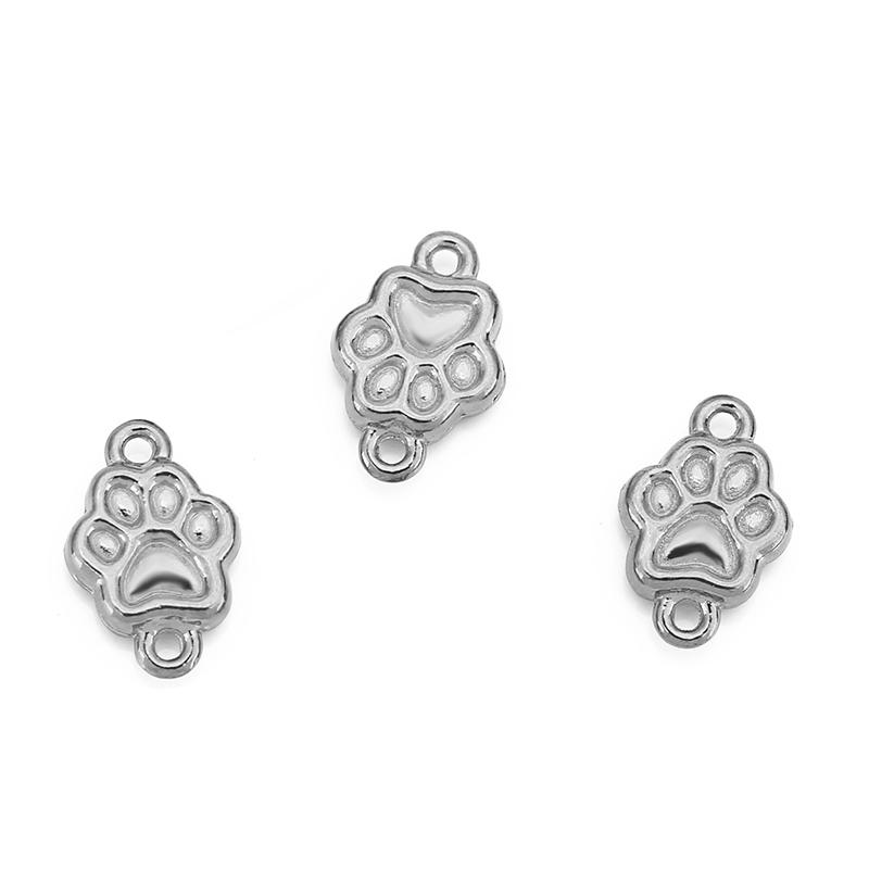 

10pcs Dog Paw Stainless Steel Beads Necklace Connectors PVD Never Fade Dog Bone Beads For Bracelet Findings DIY Jewelry Making