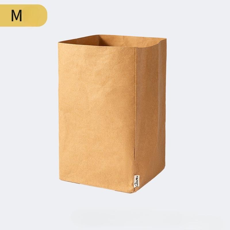 High-Quality Washable Kraft Paper Storage Bag-Classic Beige,Collapsible Organizer for Makeup Brushes,Cosmetics,Kitchen Essential