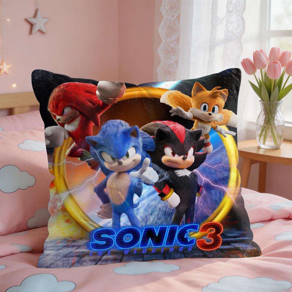 SSonic Anime Cool Cushion Cover Square Short Plush Pillow Case Living Room Sofa Home Decor Funda X