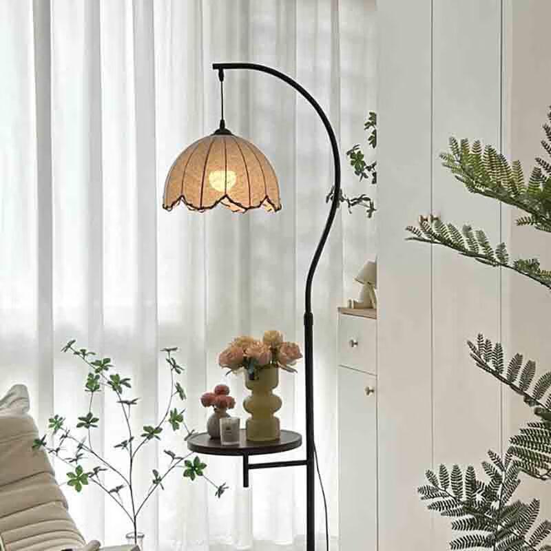 XuanYong Vintage Style Floor Lamp with Storage Shelf