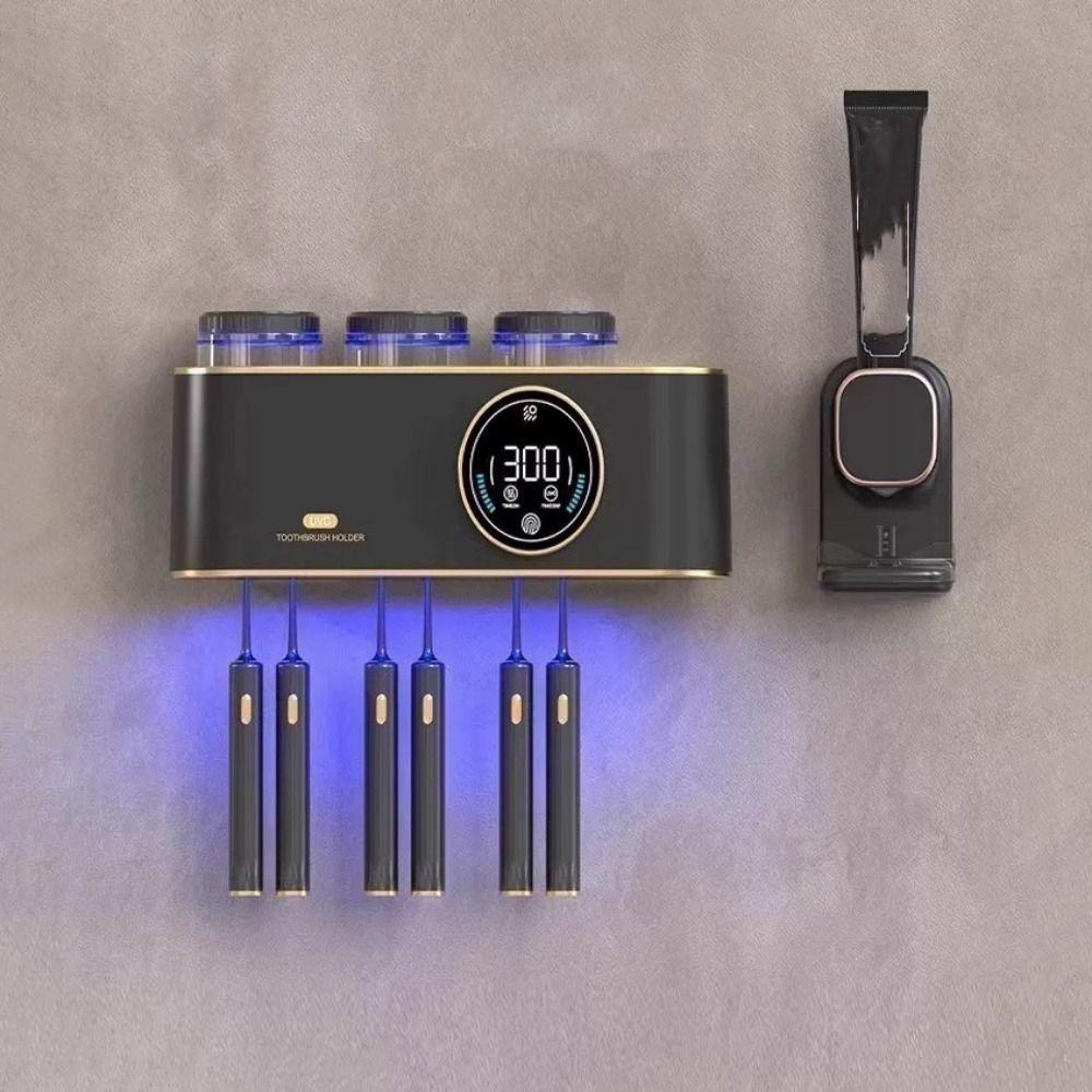 No Punching Smart Toothbrush Rack Plastic Toothbrush Intelligent Drying Rack  for Home