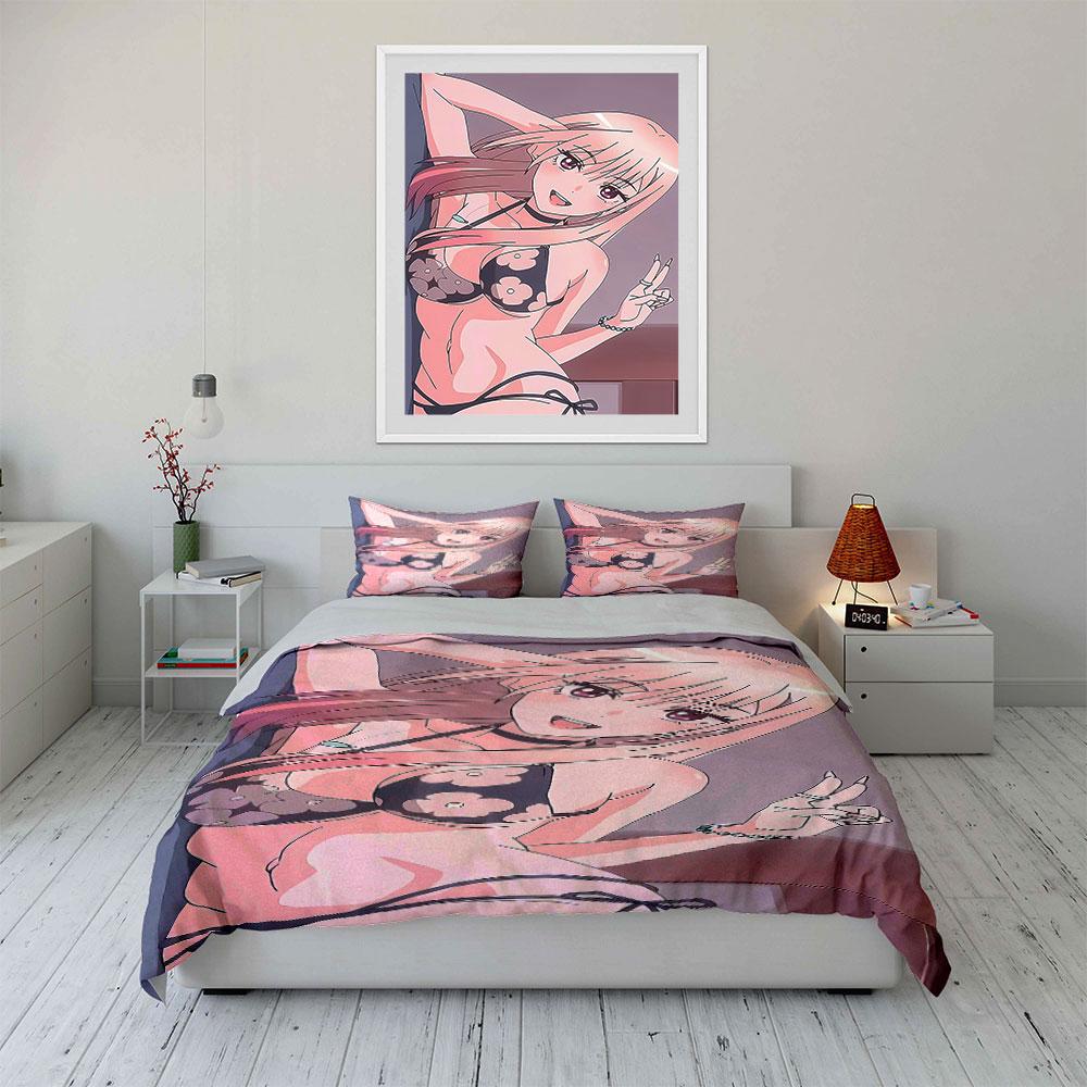 Anime Character with Flowers. Bedding Sets Duvet Cover Sets Duvet Covers Pillowcases(1 * Duvet Cover 2 * Pillowcases Without Duvet Insert)