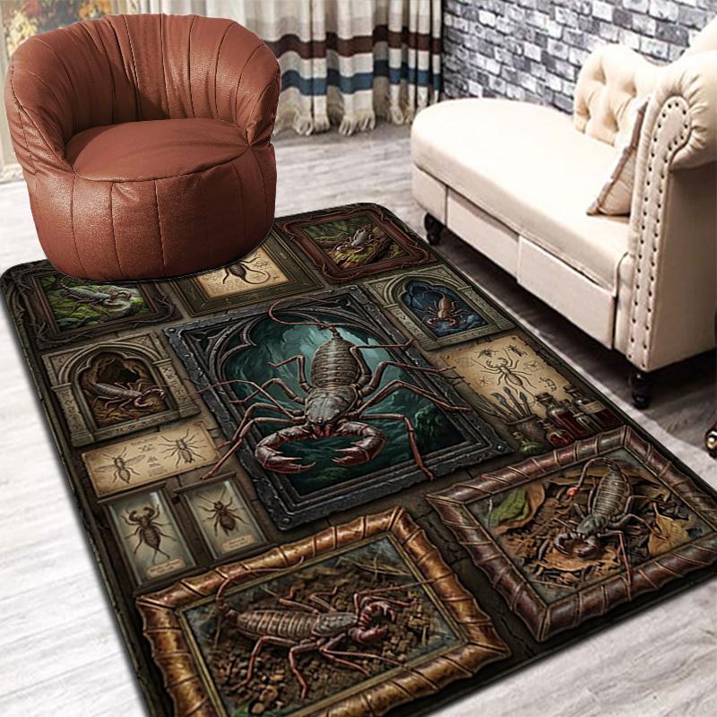 Scorpion Studies Gothic Frames Pattern Rug Floor Mat for Living Room or Bedroom Soft and Comfortable Carpet a Gift for Birthday and Holiday.
