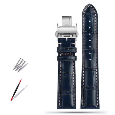 Classic 19MM 20MM 21MM Cowhide Leather Watch Strap For Longines Masters Collection L3 L4 L2.628/L2.673 Butterfly Buckle Watchband