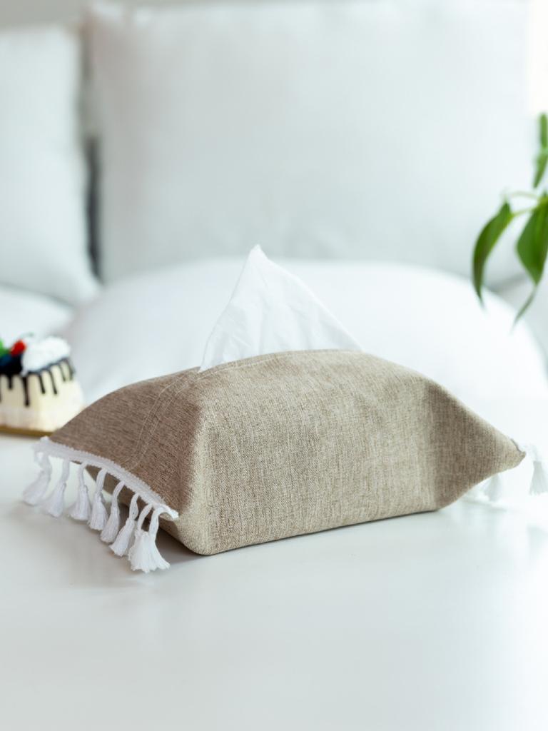 Ins Style Solid Color Paper Box Fabric Home Car Hotel Cotton And Linen Tissue Bag Fabric Tissue Bag Simple Canvas Art