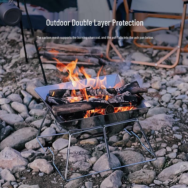 Portable Folding Stainless Steel BBQ Grill & Campfire Stove