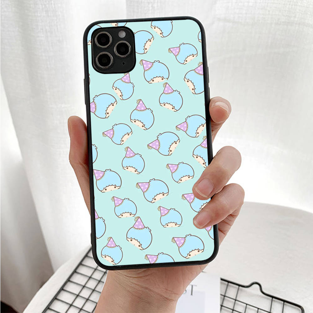 Case for iPhone 16 15 Plus 14 13 12 11 Pro 8 7 6S 6 SE 5S X XR XS Max Realme C30 C33 C31 9I Black Sofe Cover LI29 Little Twin Stars