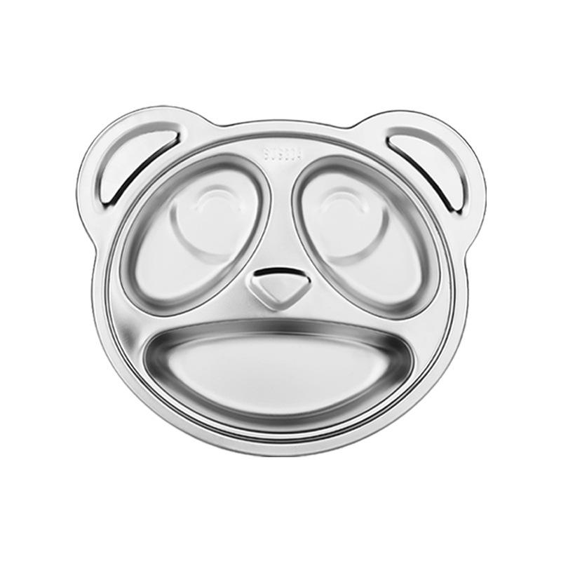 Creative 304 Stainless Steel Children's Divided Plate - Cartoon Anti-fall Design for Kindergarten and Baby Tableware.