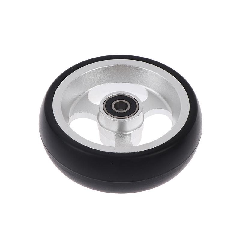 Wheelchair Front Caster Wheel, 4" PU Solid Tire with Aluminum Alloy Hub, Bearing I.D. 8mm, Swivel Caster Replacement