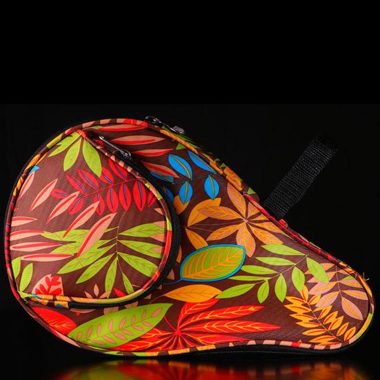 Table Tennis Racket Bag Exquisite Pattern Zipper Closure Anti-scratch Dustproof with Pocket Protective