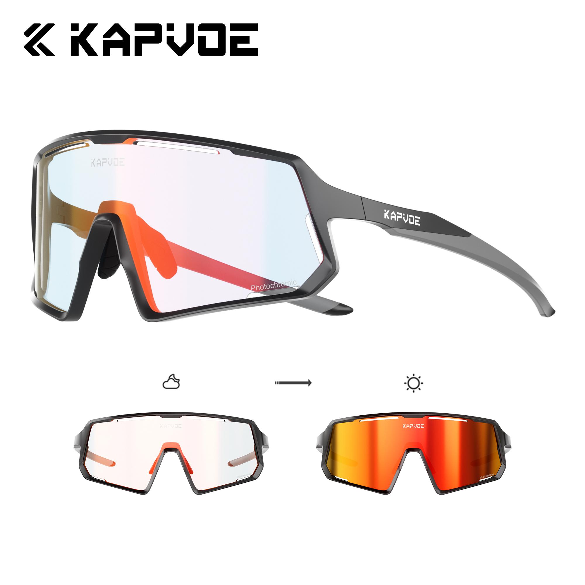 My Extreme Outdoor Activities Men's Red Kapvoe Uv400 Goggles Photochromic Cycling Glasses Polarized Sunglasses Wo Mtb Sports Driving Running Hiking Glasses