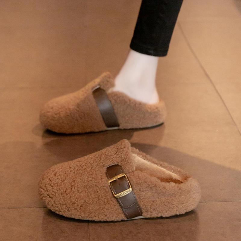 

Mao Mao slippers women s autumn and winter wear 2025 new plush snow boots bag head half slippers Internet celebrity cotton slippers 40 верблюд