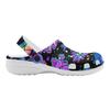 White EVA Clogs with Rainbow Skull Print, Lightweight Slip On Garden Shoes, Breathable Beach Sandals, Indoor Outdoor Slippers for Men Women