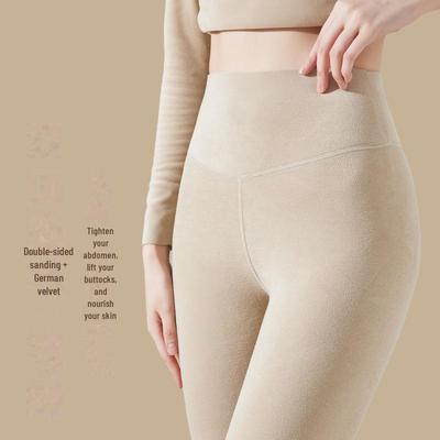 German Velvet Women's Thermal Leggings: Thick Wool-Fleece Lined, Warm Autumn/Winter Trousers.