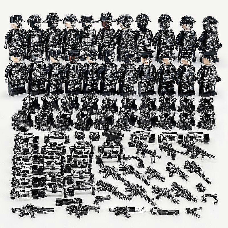 Zk-22 Pcs/set Military Building Blocks Series Black Special Police And Off-road Vehicle Set Small Particles Assembled Minifigure Toy