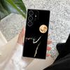 Black Cat Line Phone Case S25Ultra For Samsung Galaxy S25 S24 S23 S21 Ultra S20 FE S22 Plus A35 A55 5G Case Clear Cover Cute Cat