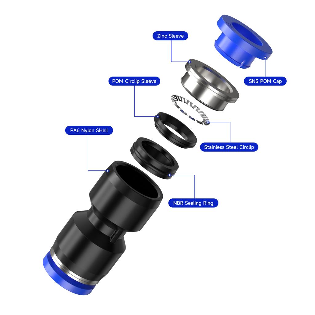 Pneumatic Fittings Fitting Plastic Connector Reducing Joint PU PG for Air Water Hose Tube Push In Straight Gas Quick Connection