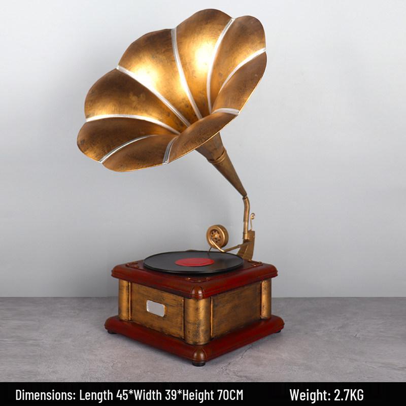 Vintage European-Style Gramophone Ornament: Nostalgic Record Model for Living Room or Wine Cabinet Decor