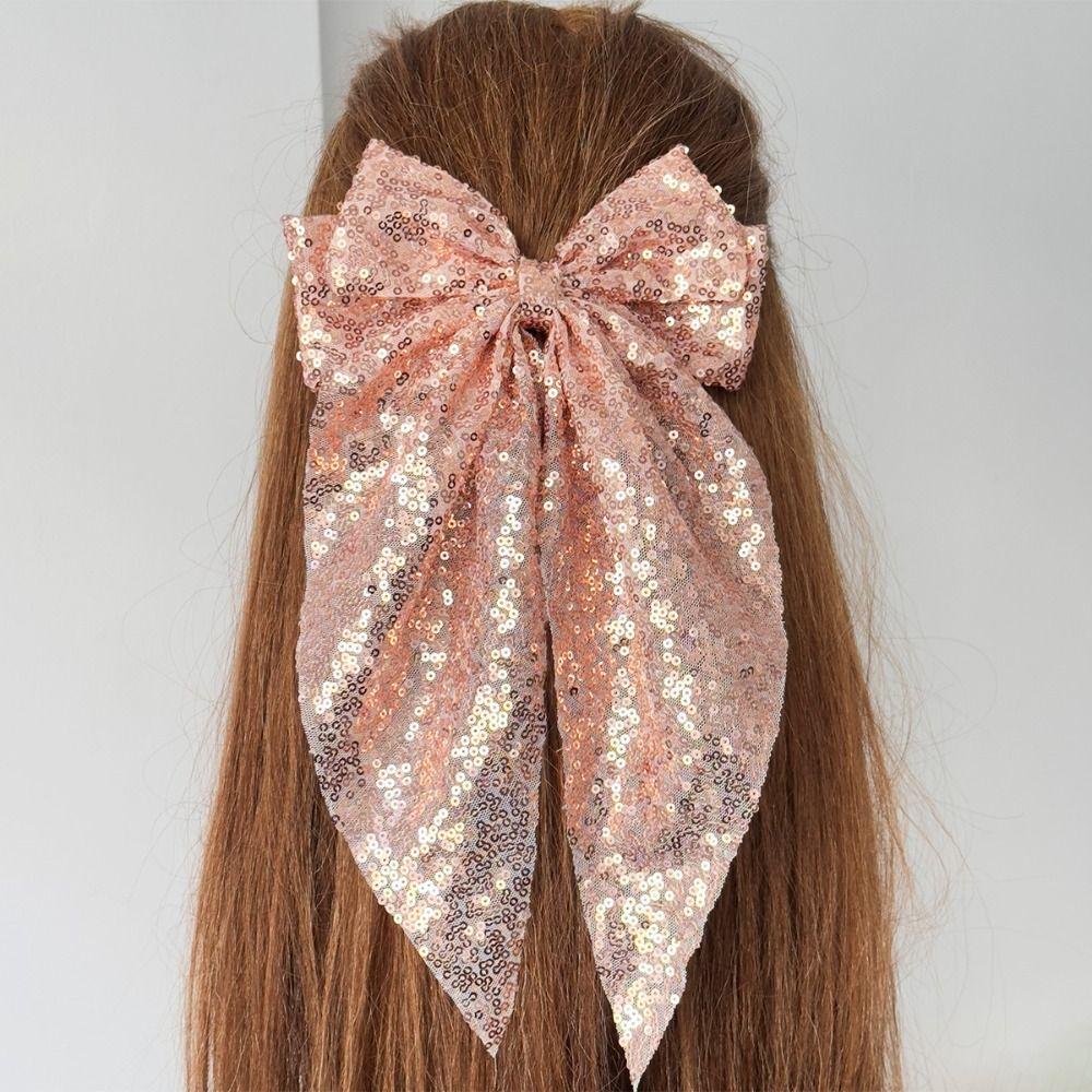 Big Bows Sequin Bow Hair Clip Handmade Bowknot Hair Accessories Party Accessories