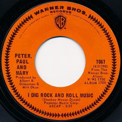 7inch Record PETER, PAUL & MARY - I Dig Rock And Roll Music 7067 Warner Bros. Re 1967 US Rock Used