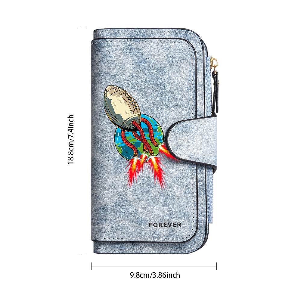 Rugby Rocket Printed Leisure Long Wallet Fashion Portable Multi Slot Card Holder Daily Casual Purse