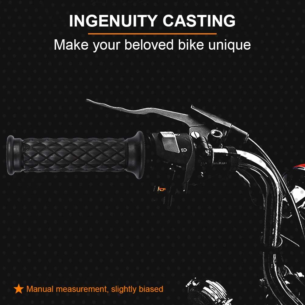 7/8" Motorcycle Hand Grips Antiskid Handlebar Rubber End Hand (Color : Black) Motorcycle Handlebar Grips 7/8 Dirt Bike Grips 22Mm