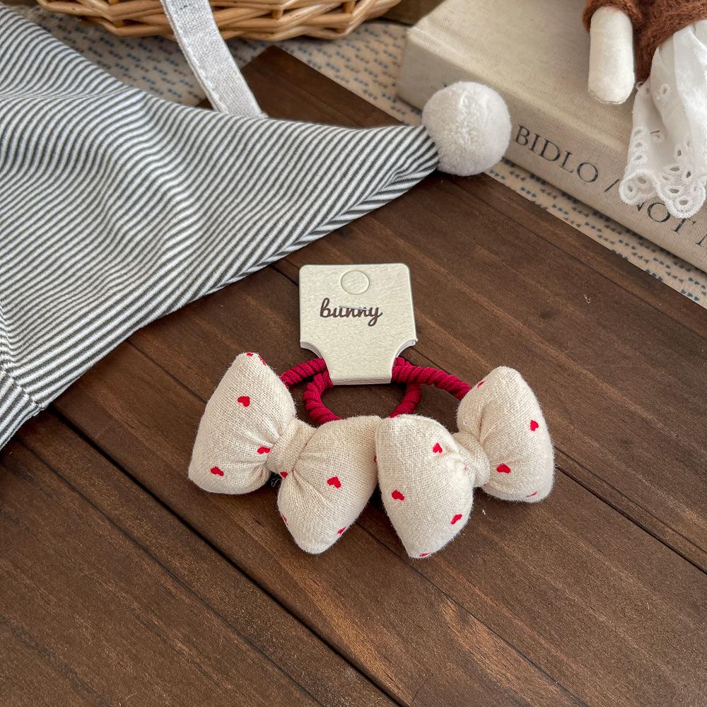 Polka Dot Love Bow Hair Rope Tie Children's Elastic Hair Band Rubber Band Ponytail Holder Elastic Headband Girl Hair Accessories