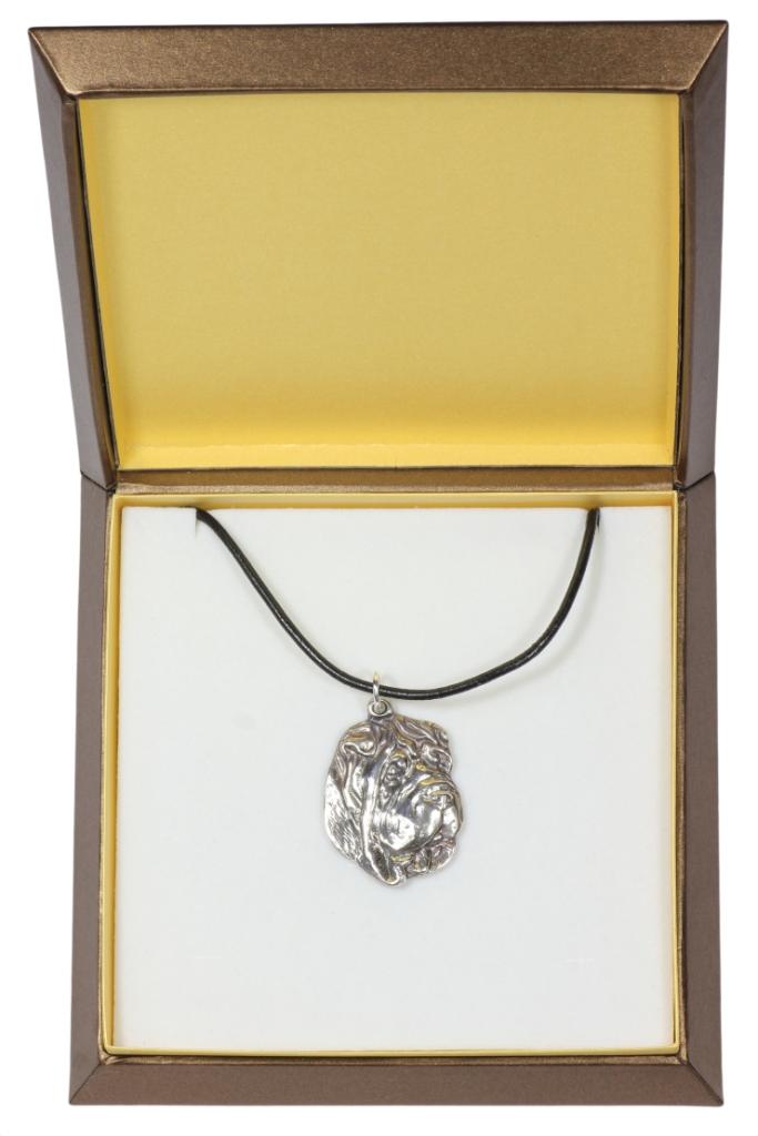 

Shar Pei - Dog necklace in gift box, silver-plated locket for dog fan, striking pendant by Art-Dog brand срібний