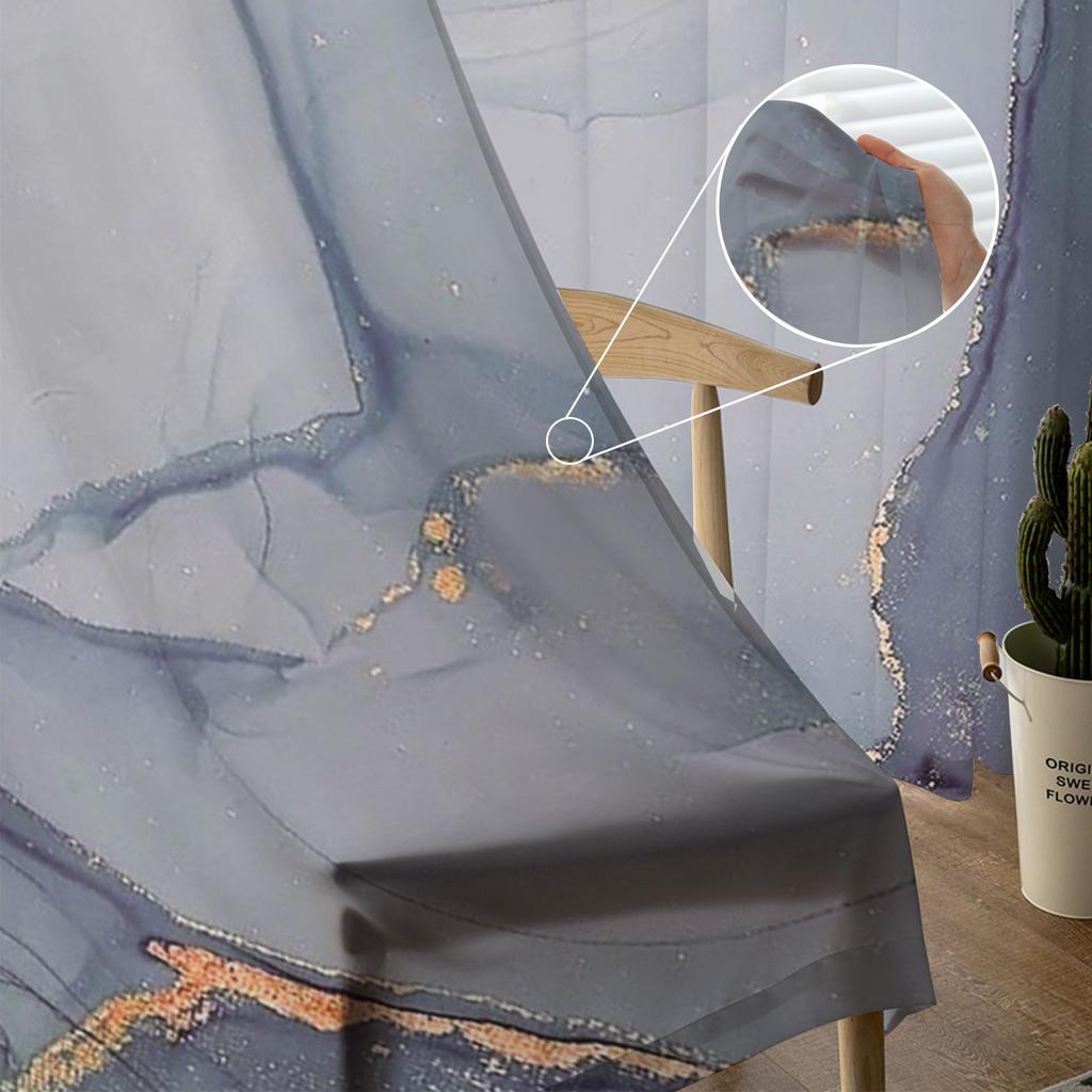Marble Texture Sheer Curtains for Living Room Decoration Window Curtains for Kitchen Tulle Voile Organza Curtains