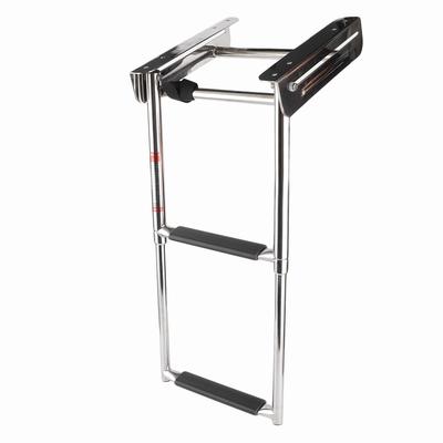 Marine Deck Ladder Telescoping 2‑Step Boat Swim Platform Stair Stainless Steel W Fixed Rope
