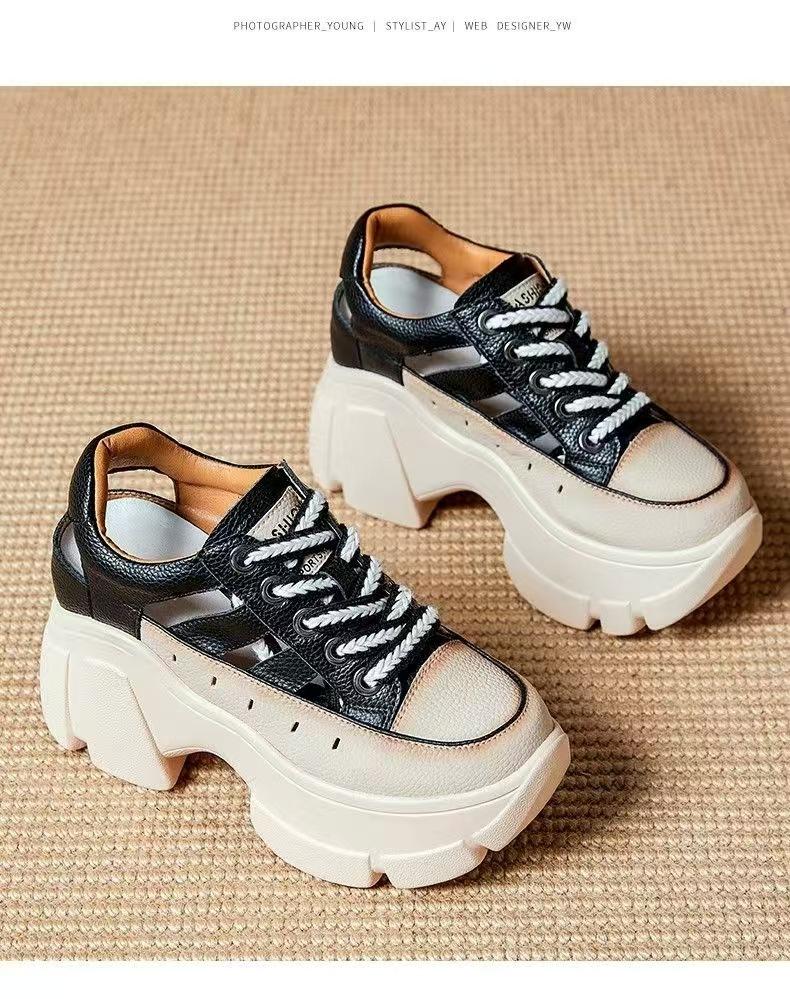 

Daddy sandals women s summer new beach casual muffin shoes thick sole heightening fashion hollow sandals 40 чорний