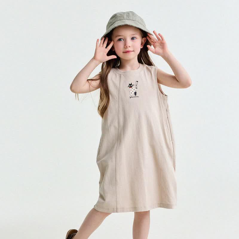 Baby Summer Appliqué Cotton T-Shirt Dress 100 (Model Try-on)