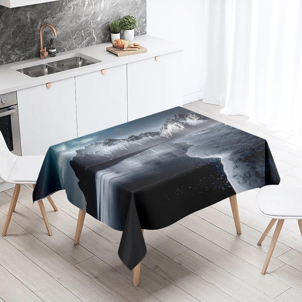Scenery Printed Tablecloth Stain Resistant Waterproof Wedding Party Restaurant Banquet Decoration Home Table