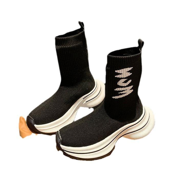 Flying Boots Women's Versatile Elastic Socks Shoes 2025 Summer New Fashion Foreign Style Martin Boots Women's Short Boots Knitted Boots