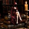 Decorazione Libreria Mistica Statua Lettore Gotico, Statuetta Scheletro Incappucciato in Resina, Statua Seduta con Libro Accenti Stanza Dark Academia per Libreria, Scrivania