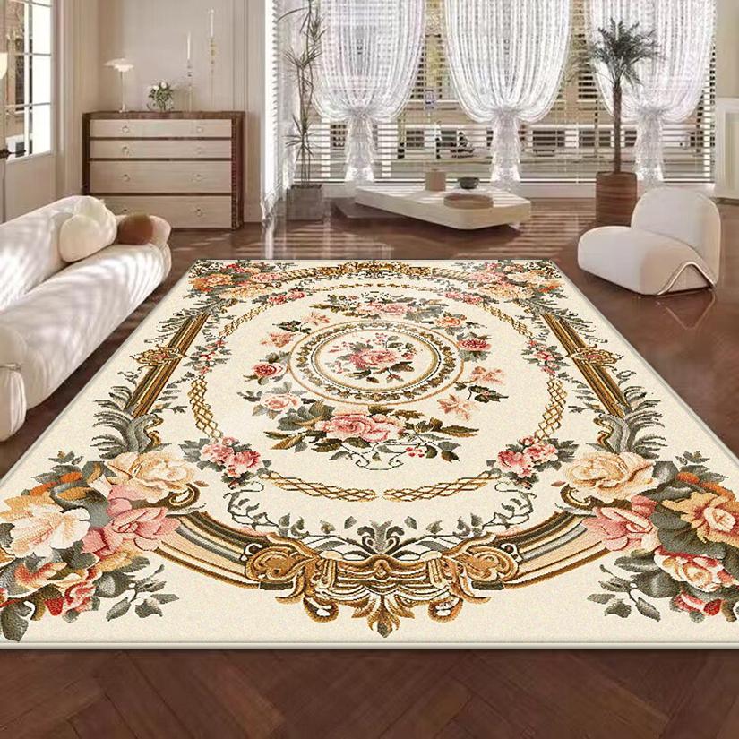 Europäisches Blumendesign Dekoration Zuhause Wohnzimmer Teppich Rutschfest Mädchenzimmer Dekor Schlafzimmer Teppich Weiche Sofa Tischmatte Leicht zu Reinigen