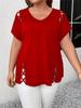 Women V Neck Short Sleeve Top Side Cut Out Design Casual Blouse Multiple Colors